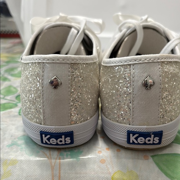 Kate Spade Women's Glitter Sneakers - Silver White - Picture 3 of 7